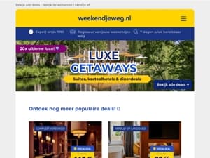 💎 Luxe Getaways vanaf 54,- p.p.! 🧡👉 Suites, kasteelhotels & dinerdeals MEER! 😍