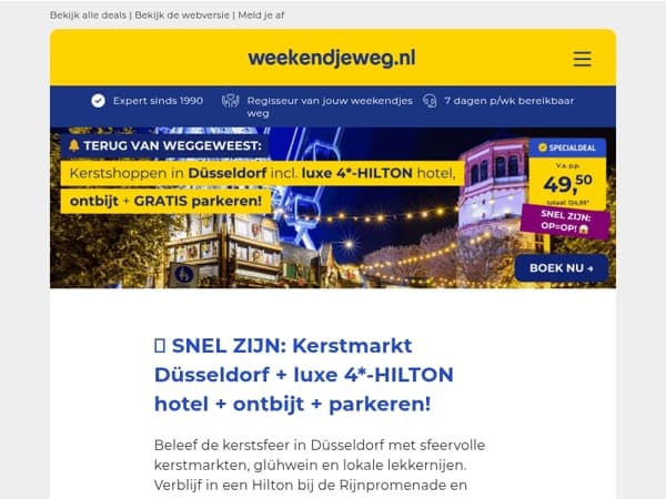 Snel zijn! 😱 Dé Hilton Düsseldorf kerstmarktdeal is terug 🎄💫 – OP=OP! ⏰
