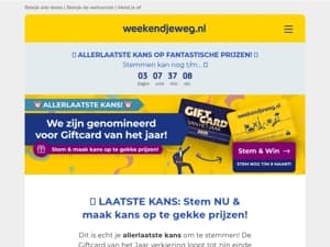 ⏰ ALLERLAATSTE KANS: Stem op ons als Giftcard van het Jaar & maak kans op te gekke prijzen! 🏆🥳