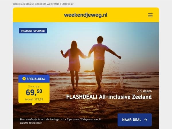 🍹 All-inclusive deals met EXTRA voordeel: Zeeland v.a. 69,50 | Teutoburgerwoud v.a. 159,- | Tirol v.a. 269,- 🔥