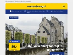 🚀 Nieuwe week = nieuwe top deals! 👉 4*-designhotel Valkenburg + ontbijt + 3-gangendiner €89 p.p. | Van der Valk Hotel Gorinchem + ontbijt + 3-gangendiner + bios €113 p.p. & MEER!