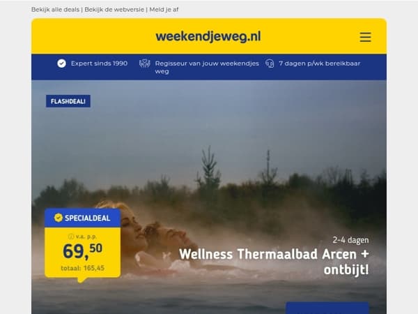 3x Wellness in Limburg: Thermaalbad Arcen + ontbijt v.a. 69,50 | Thermae 2000 + ontbijt & extra's v.a. 139,50 | 4*-Boshotel met wellness incl. ontbijt & 2-gangendiner v.a. 160,50