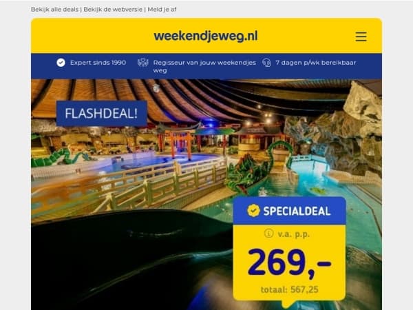 😎 Zomervakantie deals: Bonte Wever v.a. 199,- p.p. 💥 | Ardennen v.a. 129,- per acco. ⛺ | Movie Park Germany v.a. 98,- p.p. 🎬