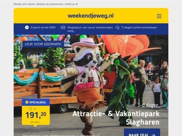 VOORJAARSACTIES! 🤯 Vakantiepark Slagharen v.a. 176,35 per acco | All-inclusive in de Duitse Eifel 159 p.p.!