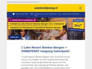 🔥 NIEUW: Lake Resort Beekse Bergen + ONBEPERKT toegang Safaripark & Speelland v.a. 315,-! 🦁🦒