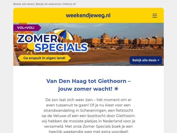 ⚡ Zomer Specials: top weekendjes weg voor de zomer – nu tijdelijk extra scherp v.a. 44,50 p.p.! 😎