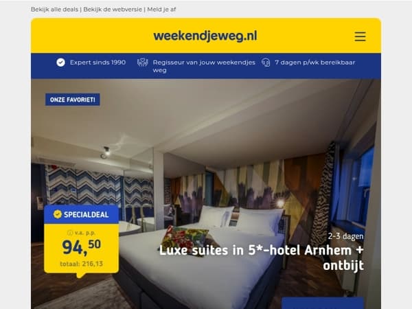 💎 Ontdek 3x bijzondere suites voor een heerlijk nachtje weg vanaf €82,- p.p.!