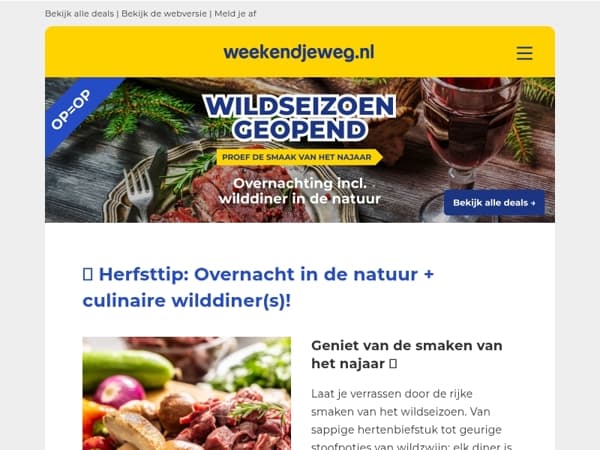 🍂 Wildseizoen GEOPEND: proef de smaak van het najaar 🍴 + overnachting vanaf €119,- pp! 🔥