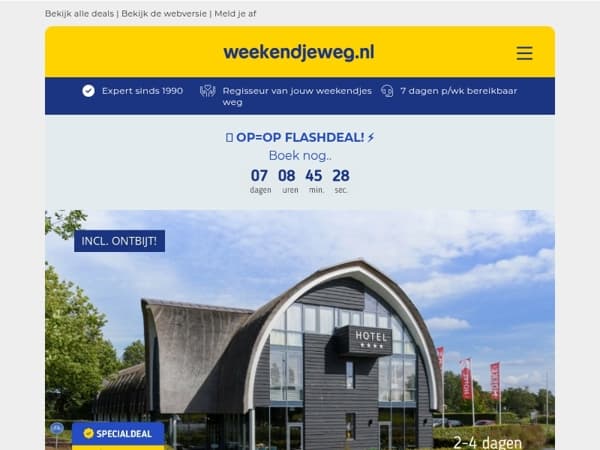 🚨 OP=OP VELUWE DEAL! ⚡ LUXE 4*-designhotel incl. ontbijt & Rituals producten + GRATIS parkeren NU 54,50 p.p.! 🤯