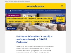 🔥 CITY FLASHDEAL: 4*-hotel Düsseldorf + ontbijt + welkomstdrankje + GRATIS Parkeren vanaf SLECHTS 44,50 p.p.! 😱🤯
