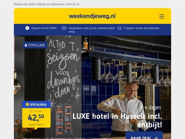 💎 Nieuw! Luxe hotel in Hasselt + ontbijt v.a. 42,50 | Kerstshoppen in Leuven + diner v.a. 85 p.p.!