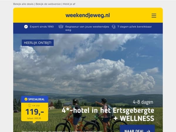 SUPER STUNT! 🤯 4 dgn Ertsgebergte + ontbijt & wellness 119 | Stedentrip Sevilla + ontbijt v.a. 299 p.p.!