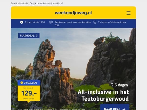 FLASHDEALS! 🚨 All-inclusive Teutoburgerwoud v.a. 129 | Van der Valk Gorinchem + ontbijt 64,50 p.p.!