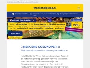 ⏰ OP=OP FLASHDEAL! ⚡ 4 dgn all-inclusive bij de Bonte Wever + EXTRA'S v.a. €229 p.p.! 🤯