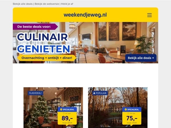 🤤 Culinair genieten: overnachting + ontbijt + diner v.a. 75,- p.p.! 🔥