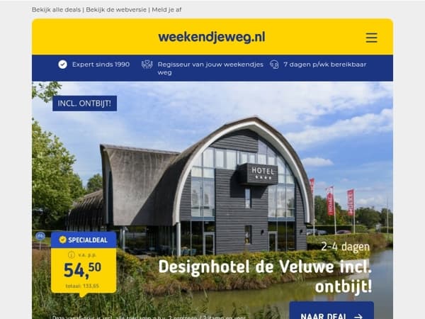 Super Veluwe Deal! ✨ 4*-Designhotel + ontbijt v.a. 59,50 | 3/8 dgn Moezelvallei bij Cochem v.a. 189 p.p.!