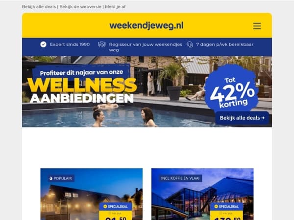 🌿 Wellness + overnachting 3*- of 4*-hotel v.a. 54,50 p.p. − Tot 42% korting! 🔥