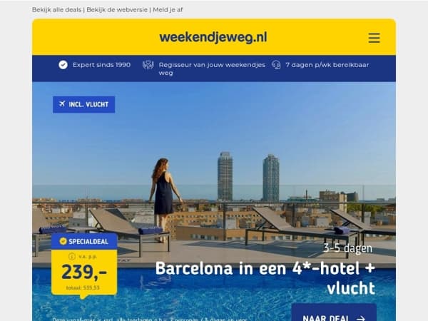🌟 Luxe Citytrip Barcelona + vlucht v.a. 239 | Wellnessarrangement Ommen + ontbijt v.a. 42 p.p.!