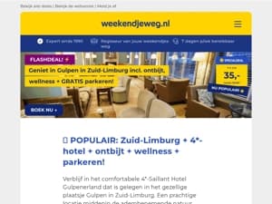 FLASHDEAL! ⚡ 4*-hotel Gulpen incl. ontbijt, wellness + GRATIS parkeren v.a. SLECHTS 35,- p.p.!