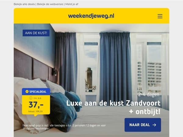 Uitwaaien aan de kust? 🌊 3x deals met HOGE korting v.a. 24,50 p.p.! 🔥