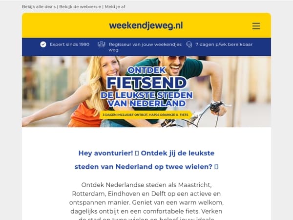 🚲 Ontdek Nederland op twee wielen: 3 dgn + ontbijt + hapje & drankje + fietshuur v.a. 109,- p.p.! 🔥