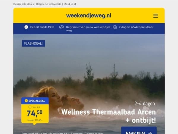 🧘 Wellness Thermaalbad Arcen + ontbijt v.a. 74,50 | ✨ All-inclusive in het Teutoburgerwoud v.a. 129 p.p.!