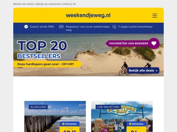 Top 20 BESTSELLERS! 🔥 All-inclusive Zeeland v.a. 69,50 | 2 dgn Movie Park Germany + 4*-Van der Valk overnachting + ontbijt v.a. 94,- & MEER!