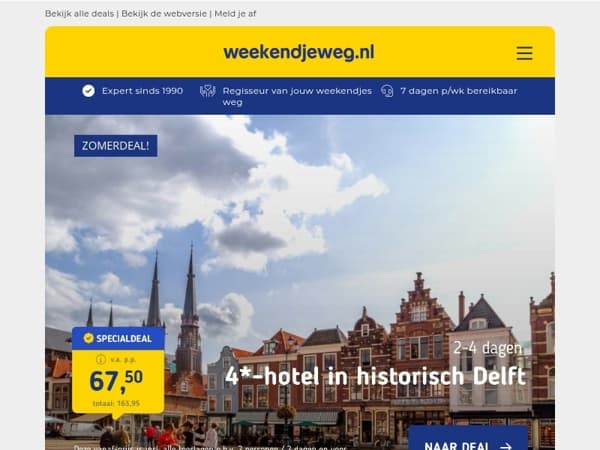 Verblijf in 4*-hotel Delft + ontbijt v.a. 67,50 | ✈️ Stedentrip Marrakech + ontbijt & vlucht v.a. 289 p.p.!