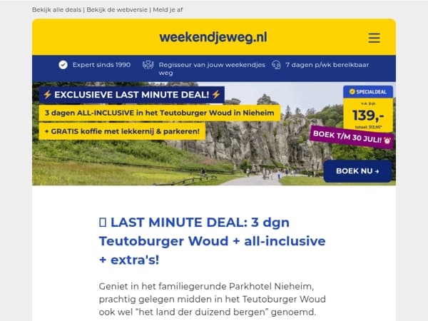 🔒 EXCLUSIEF: 3 dgn Teutoburger Woud + ALL-INCLUSIVE + koffie met lekkernij + parkeren v.a. SLECHTS 139,- p.p.! 🔥