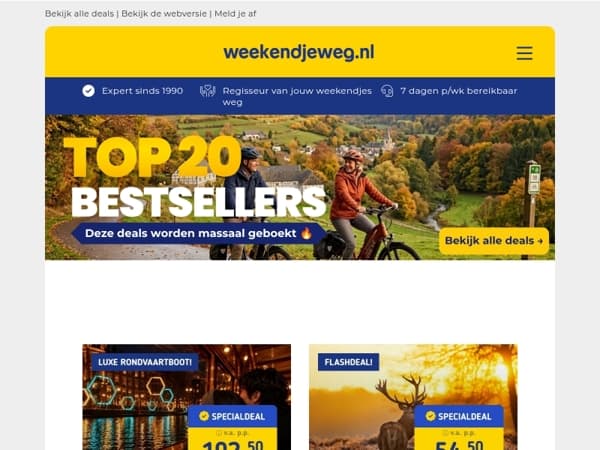 🏆 Dit zijn de 20 beste deals van afgelopen week! 4*-hotel + Amsterdam Light Festival & ontbijt v.a. €102,50 p.p. | 4*-hotel Veluwemeer + ontbijt v.a. €54,50 p.p. & meer!