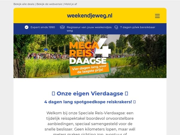 🎉 MEGA REIS 4-DAAGSE: vier dagen lang onvoorstelbare aanbiedingen! 💣💥