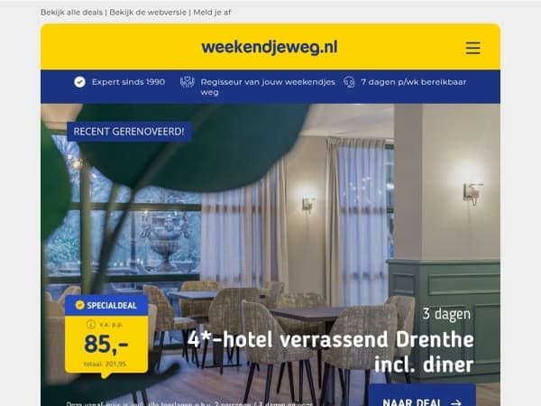 🌟 Fletcher Specials: 3 dgn + ontbijt + diner vanaf SLECHTS €79,- p.p.! 🔥