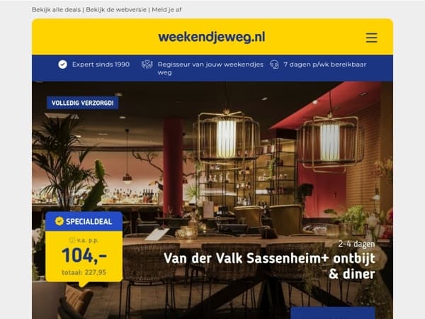 🍽️ Diner én overnachting? Bekijk deze heerlijke deals vanaf €104,- p.p.!