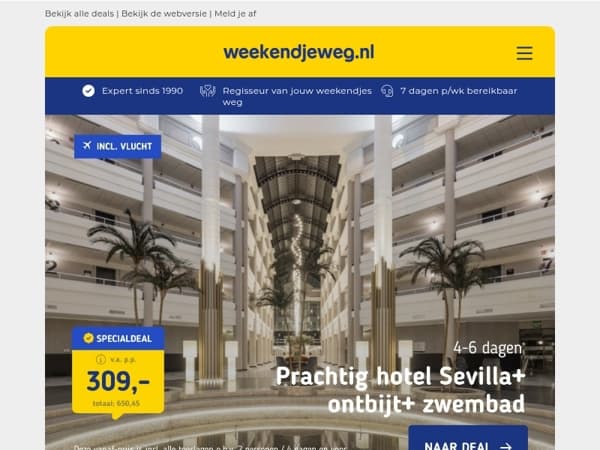 ✈️ 4-daagse stedentrip Sevilla v.a. 309 | Kasteelhotel Maastricht + diner 79 p.p.!