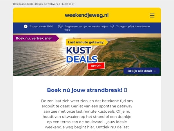 ☀️ Zon + zee = perfecte last minute getaway! 🙌 Boek nú jouw strandbreak 🏖️