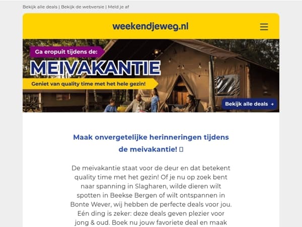 🌞 Meivakantie Deals: geniet van quality time met het hele gezin! 🎢 Slagharen | 🦒 Beekse Bergen | 👙 Bonte Wever & meer!
