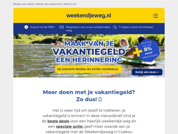 💰 Maak meer van je vakantiegeld met Weekendjeweg.nl: de beste DEALS + giftcard ACTIE! 🎉