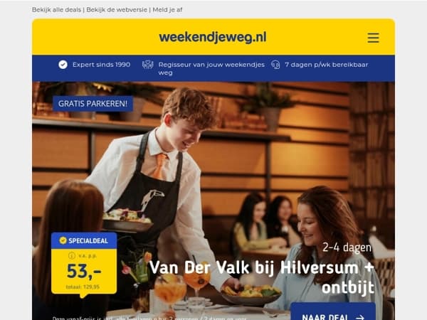 Van der Valk Flash! 🔥 Witte Bergen Hilversum + ontbijt v.a. 53 | 3 dgn all-inclusive Bonte Wever 159 & MEER!