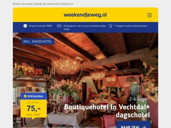 Boutiquehotel in het Vechtdal + diner v.a. 75 | 3 dgn 4*-Van Heeckeren hotel Ameland + ontbijt & diner v.a. 129 p.p.!