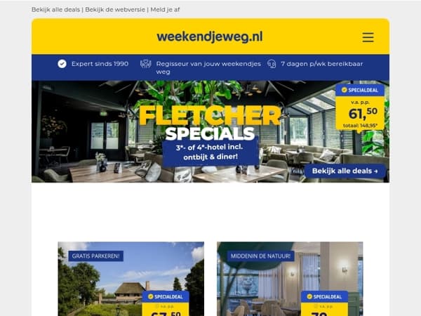🌟 Fletcher Specials: 3*- of 4*-hotel incl. ontbijt & diner vanaf 61,50 p.p.!