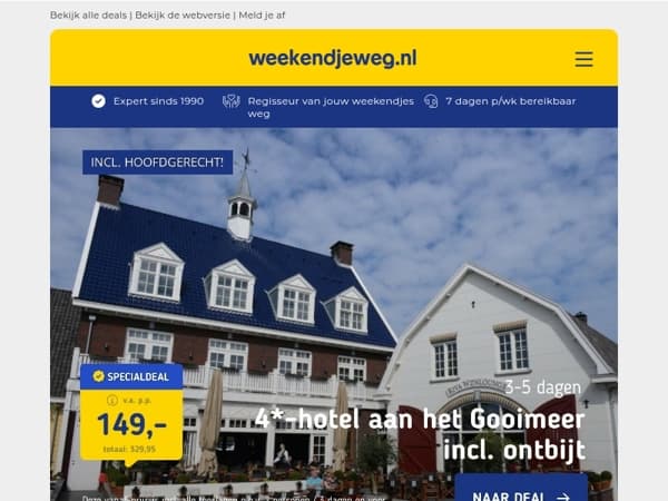 NIEUW! 💥 Midweekvakantie bij Fletcher Hotels incl. ontbijt & hoofdgerecht vanaf €149,- p.p.!