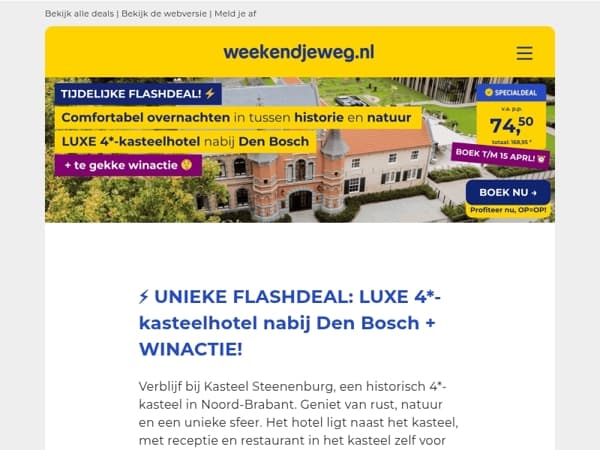🔥 BOEK & WIN: LUXE 4*-kasteelhotel bij Den Bosch + WINACTIE v.a. €74,50 p.p.! 🎁