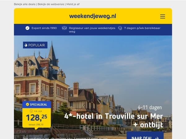 🌊 3 dgn Trouville Sur Mer aan de kust + ontbijt v.a. 120 | 3 dgn aan de Linge + ontbijt & diner v.a. 152 p.p.!