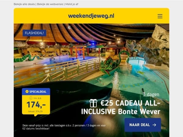 ⚡ NIEUW: nu ook deals in eigen land + GRATIS €25,- reistegoed! 🎁