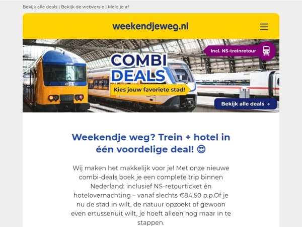 🔥 Combi-deal: NS-treinretour + overnachting vanaf 84,50 p.p.! 🚉