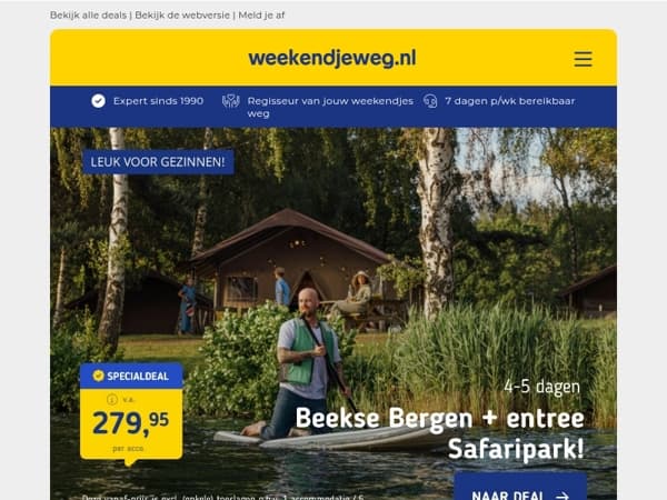 🦁 Lake Resort Beekse Bergen vanaf 279,95 per acco | 4*-Wellnesshotel Arcen + ontbijt v.a. 79,50 p.p.!