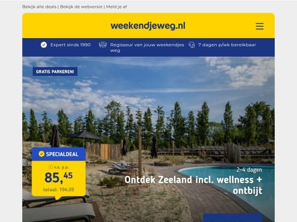 Wellness Deal: Zeeland + ontbijt v.a. 102,75 | 4 dgn Van der Valk Almelo + ontbijt v.a. 152,75 p.p.!