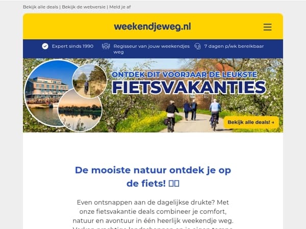 🚲 Fietsvakanties: ontdek de mooiste natuurgebieden op de fiets vanaf €38,- p.p.! 🌷✨