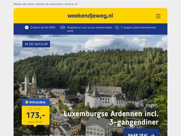 3 dgn Luxemburgse Ardennen + diner v.a. 173 | Historisch hotel HARTJE Zutphen + ontbijt 44,50 p.p.! 😱