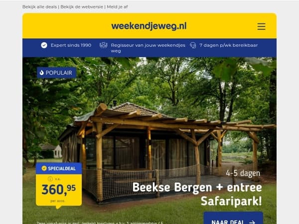🎉 Familie-uitjes met korting: laatste kans Beekse Bergen v.a. 360,95 ⏰ | Slagharen v.a. 184,95 🎢 | Glamping in de Ardennen v.a. 131,70 🏕️ & MEER!